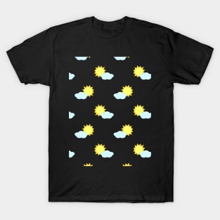 Sun and Clouds Pattern 2 in Black T-Shirt